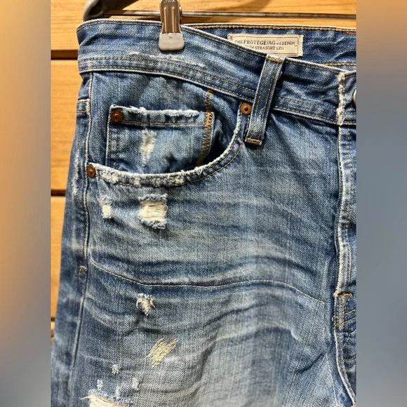 Adriano Goldschmied AG Men’s “The Protégé” JeansDistressed Slim Straight Leg